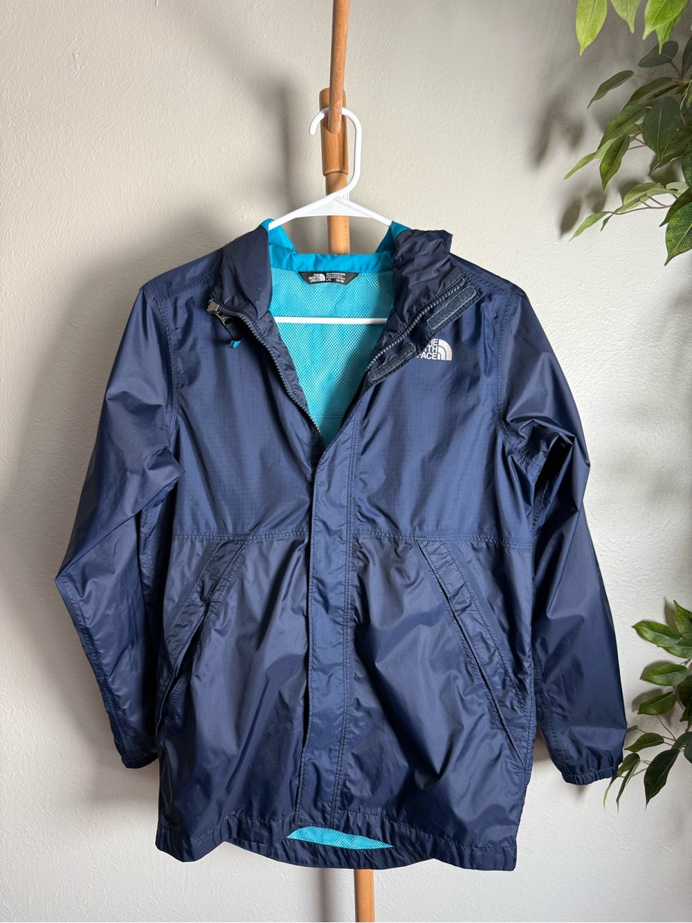 The North Face Boys Navy Blue Waterproof Hooded Full Zip Jacket Size Large